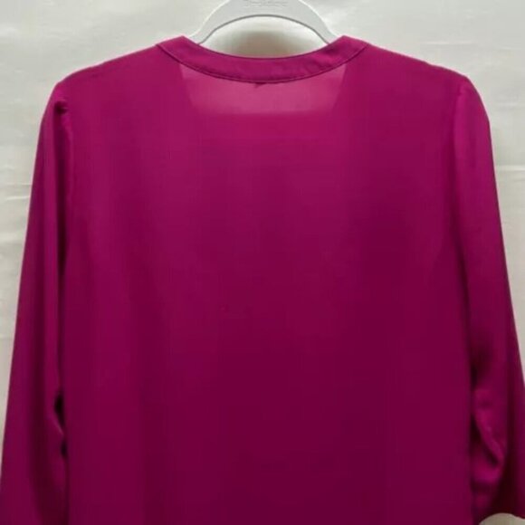 Express Half Zip Blouse Women's Medium Magenta Pink Loose Fit 3/4 Sleeve Tunic - Picture 5 of 10